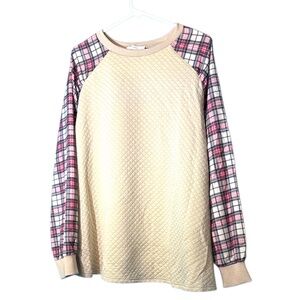 YITEMEI Beige Ribbed Collar Top